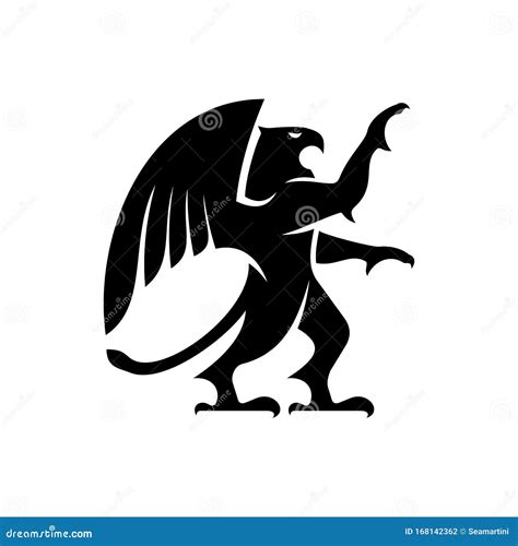 Winged Griffin Isolated Mythical Beast Silhouette Stock Vector ...