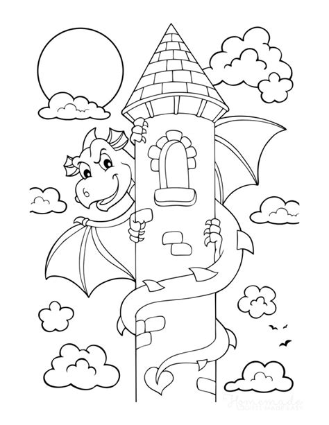 Castle And Dragon Coloring Pages