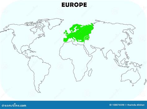 Continente De Europa No Mapa Do Mundo Ilustração Stock - Ilustração de ...