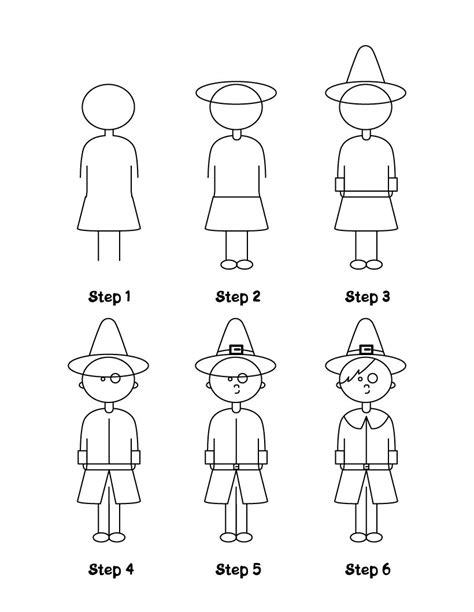 How to draw pilgrim boy - Hellokids.com