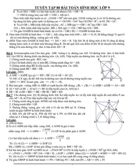 Tổng hợp 80 bài toán hình học lớp 9 [FREE]