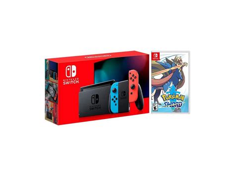 2019 New Nintendo Switch Red/Blue Joy-Con Improved Battery Life Console Bundle with Pokémon ...