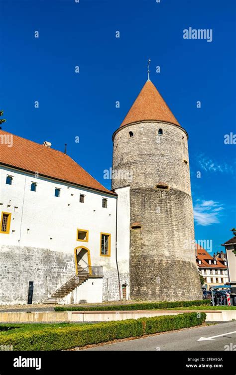 Yverdon-les-Bains Castle in the Canton of Vaud, Switzerland Stock Photo ...