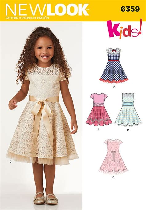 New Look 6359- Child's Dresses with Lace and Trim Details | Kids dress, Girls dress sewing ...