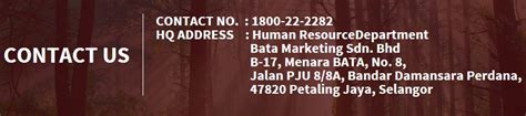 CONTACT - BATA MALAYSIA ONLINE