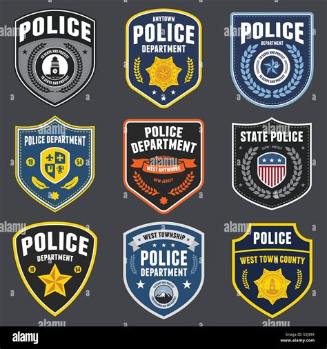 Set of police law enforcement badges and patches Stock Vector Art ...