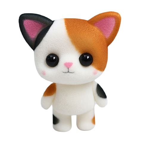 Little Cute PVC Flocking Animal Calico Cat Dolls Creative Gift Kids Toy, Size: 5.5*3.5*6.5cm ...