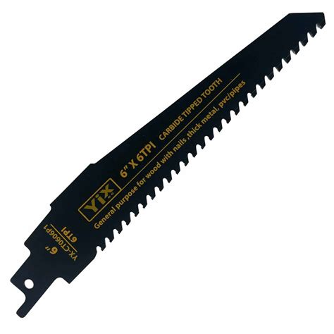 YiX 6-inch 6TPI Carbide Tipped Sawzall Blade, Reciprocating Saw Blade Heavy Demolition Work for ...