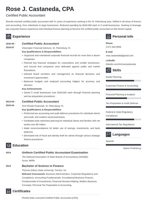 Cpa Resume Template Word