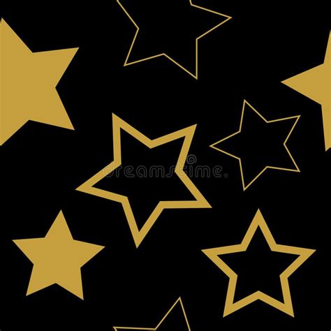 Seamless Pattern Stars Vector Gold Abstract Black Background Stock Illustration - Illustration ...