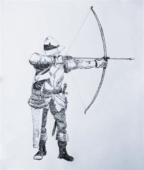 Archer at the draw Drawing by Bradley Lechner