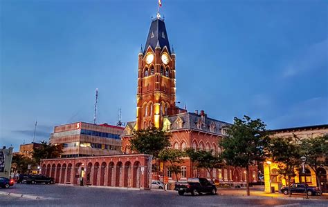 Belleville City Hall at night in Belleville, Ontario Canada. September 2017 Belleville Ontario ...