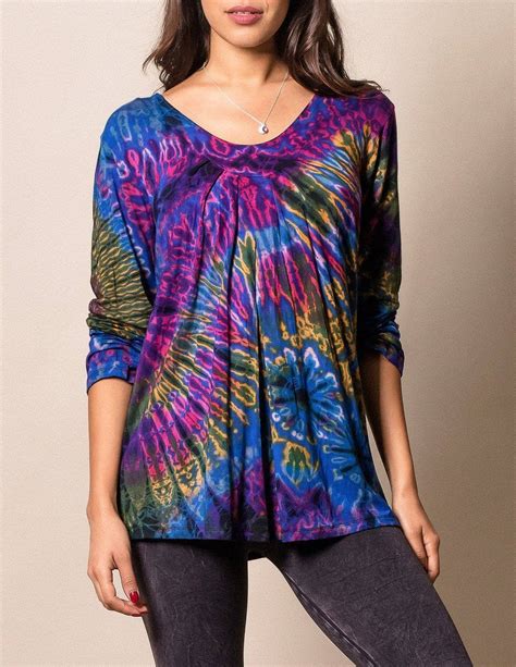 Tie Dye V-Neck Tunic — Sivana