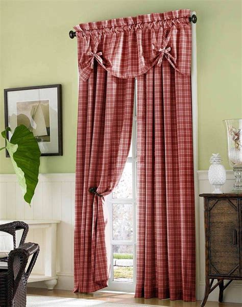 Red Plaid Window Curtains | Country kitchen curtains, Primitive kitchen, Dining room curtains