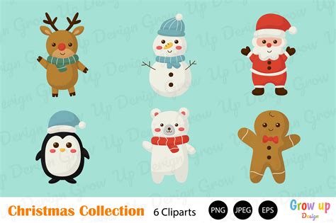 Cute Christmas Characters Clipart Set. Graphic by Grow up design ...