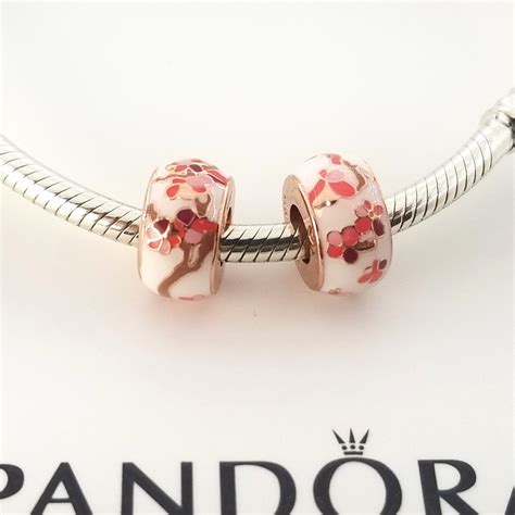 Pandora Charm Rose Gold Plated Pink Peach Blossom Flower Spacer ...