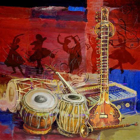 The Sitar Dhol Tabla and Harmonium Painting by Corporate Art Task Force - Pixels