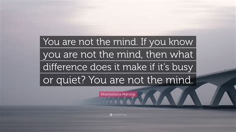 Nisargadatta Maharaj Quote: “You are not the mind. If you know you are not the mind, then what ...