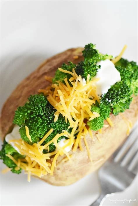 Broccoli & Cheese Stuffed Potato - Savvy Saving Couple