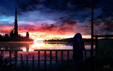 Anime Girl In Sunset Wallpaper, HD Anime 4K Wallpapers, Images and ...