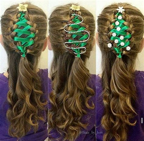 Corset Ribbon Braided Christmas Tree - Hairstyle Tutorial - AllDayChic