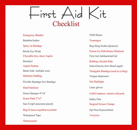 First Aid Kit Check Lists - The Prepared Page