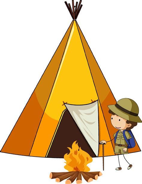 Camping tent with doodle kids cartoon character isolated 3100410 Vector Art at Vecteezy