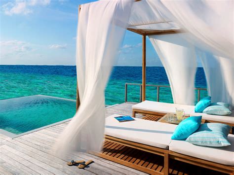 Download Horizon Curtain Turquoise Tropical Sea Ocean Vacation Chair Man Made Resort HD Wallpaper