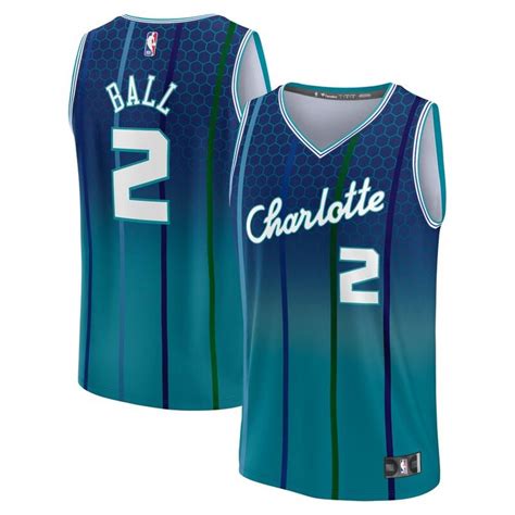 a basketball jersey with the name charlotte on it and number two in blue, white and green