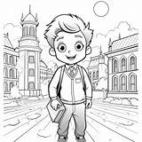 Premium Photo  Coloring Book Happy Schoolboy With Excellent Test sketch template