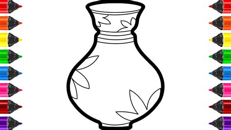 How to Draw and Coloring Vase - Flower Pot - Cartoon for Kids - Basic ...