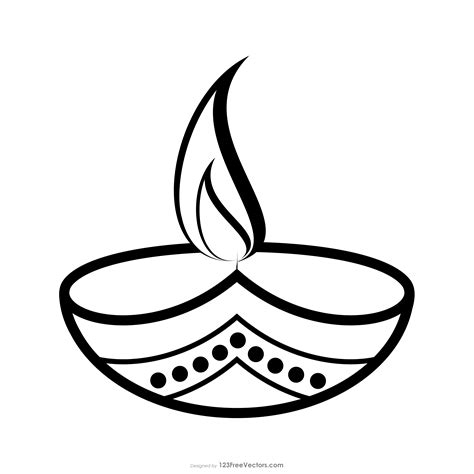 Diwali Lamp Clipart Black And White Free