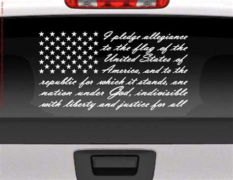 Pledge of Allegiance American Flag vinyl window decal for car