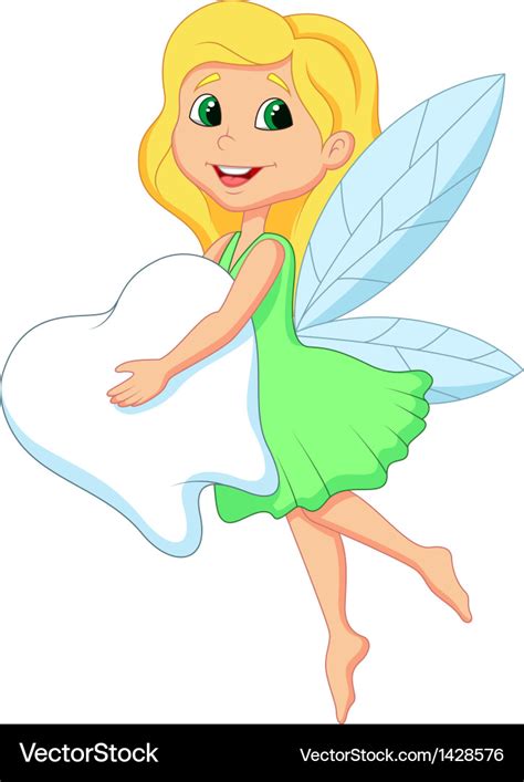 Cartoon a cute tooth fairy flying with tooth Vector Image