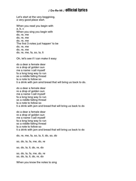 Do-Re-Mi Lyrics | PDF