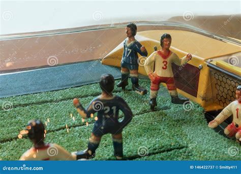 Old Fashion Vintage Arcade Soccer Game that is an Antique Stock Image - Image of antique, play ...