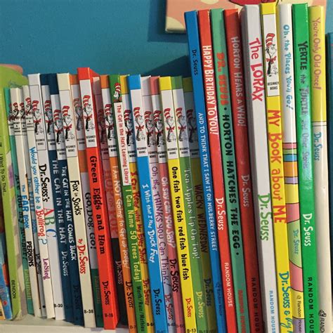 Our collection of Dr. Seuss books so far. Only a few were purchased new ...