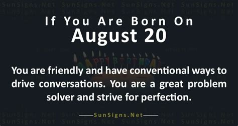 August 20 Zodiac is Leo, Birthdays and Horoscope - SunSigns.Net