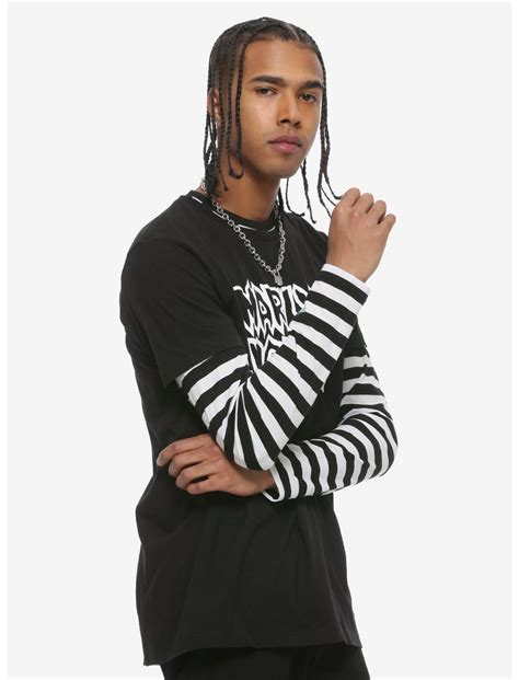 Black and White Striped Long-Sleeve T-Shirt | Hot Topic