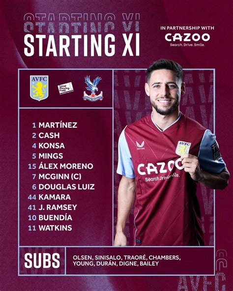 Lineup v Crystal Palace : r/avfc