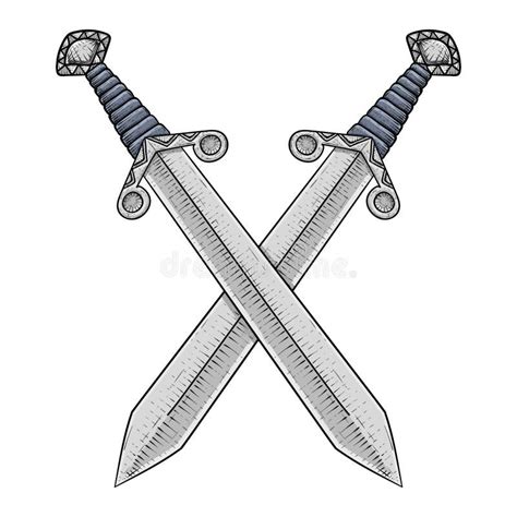 Crossed swords sketch stock vector. Illustration of dagger - 23077325