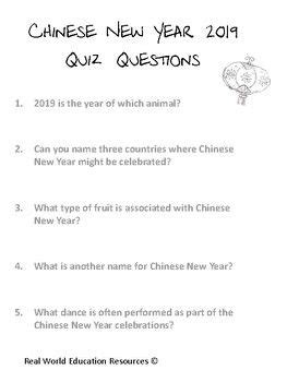 Chinese New Year Quiz 2019 for students Homeschool Resources, Teacher Resources, Teacher Pay ...