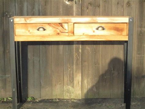 Bespoke steampunk rustic wood industrial steel console table drawers ...