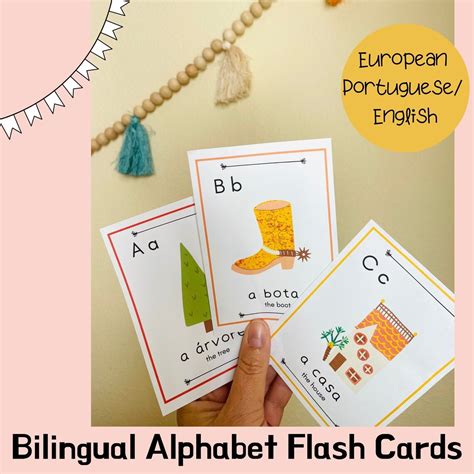 European Portuguese Alphabet Flash Cards, Bilingual ABC Cards - Etsy