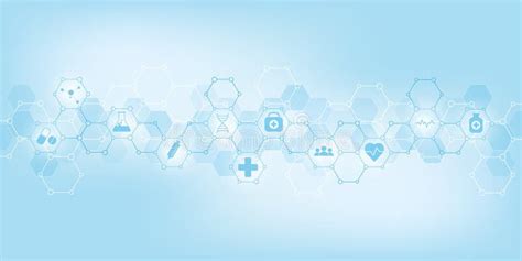 Healthcare and Medical Background with Flat Icons and Symbols. Science ...