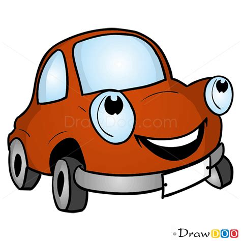 How to Draw Happy Car, Cartoon Cars | Auto Car | Moto