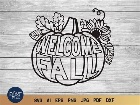 Pumpkin SVG Porch Sign, Welcome Fall SVG, Floral Pumpkin SVG. - Etsy