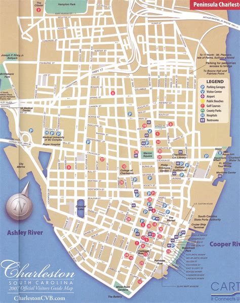 Tourist Printable Map Of Charleston Sc