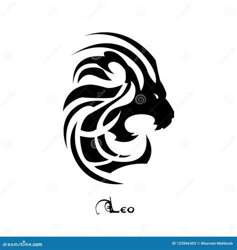 Leo Zodiac Sign Tattoo Style Stock Illustration - Illustration of ...