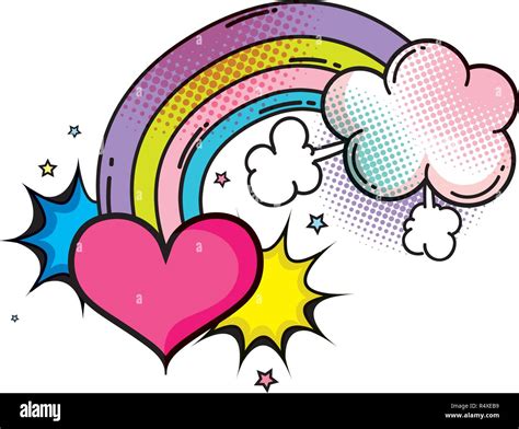 heart with rainbow pop art style vector illustration design Stock ...